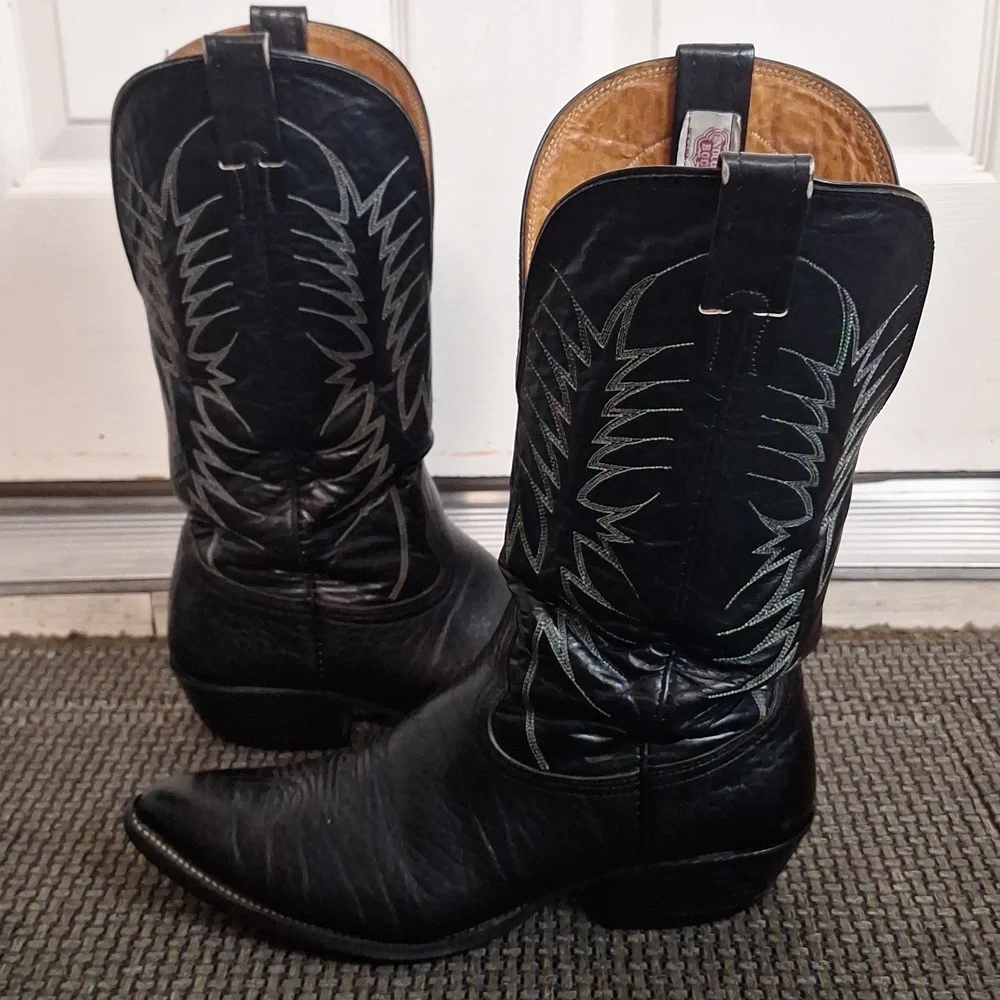 Nocona Men's Black Leather Pointed Toe Cowboy Boots Sz 9 1/2 D